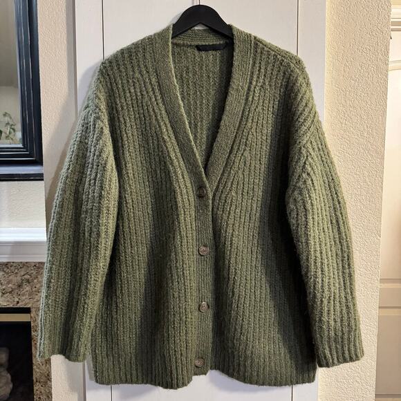 Jenni Kayne Cocoon Cardigan Alpaca Wool Blend Sweater Olive Green Size Small - Picture 3 of 7